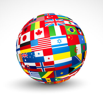 World flags sphere. Vector illustration.