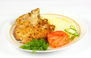A mouth watering tenderloin steak with fresh vegetables