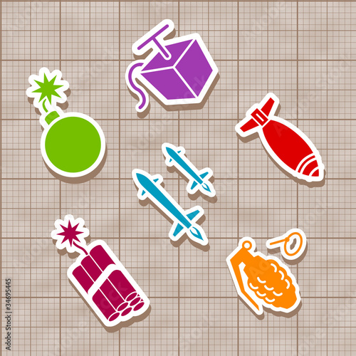 Isolated Vector Bomb And Rocket Stickies Quot Isolated Vector Bomb And Rocket Stickies Quot Stock Image And