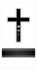 Obraz premium Mourning Card Black Cross, Ribbon & Roses