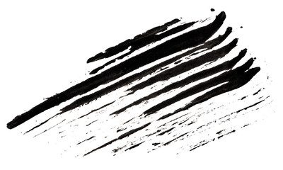 Stroke (sample) of black mascara, isolated on white macro