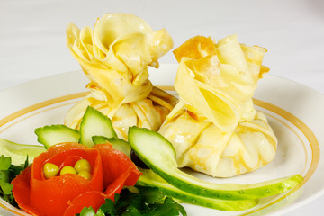 Savory pancake like cake filled