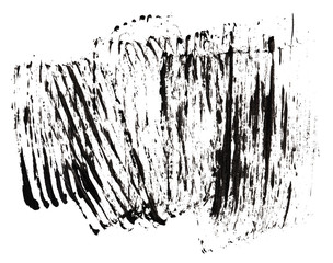 Stroke (sample) of black mascara, isolated on white macro