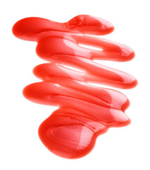 Red shower gel sample, isolated on white