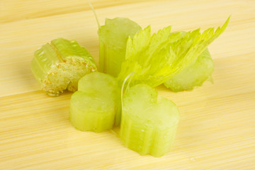 fresh and healthy organic celery on wood table station