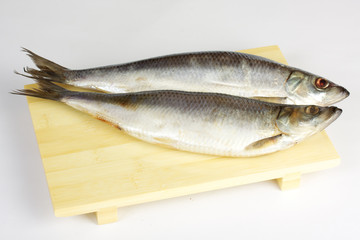 Salted herring isolated on the white background