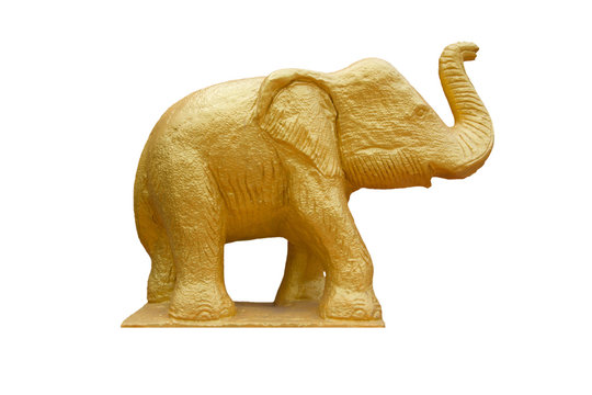 Golden Elephant Isolated Over White, Thai