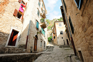 Street of the ancient town of Kotor (UNESCO World Heritage Site)