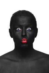 Deurstickers zwart portret © messtor
