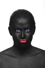 Photo sur Plexiglas Rouge, noir, blanc visage noir