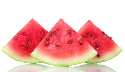 slices of watermelon isolated on white