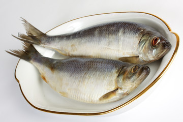 Salted herring isolated on the white background