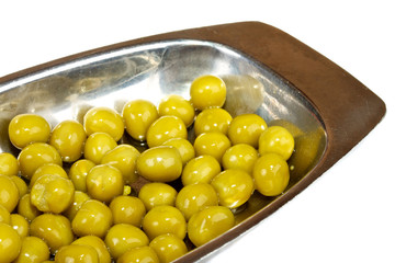 green peas on a white background