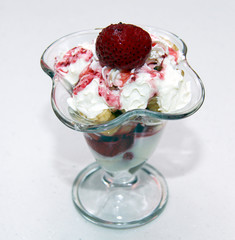 desert with strawberry and cream