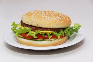 Tasty hamburger isolated on white background