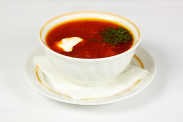 Ukrainian and russian national red soup-borsch