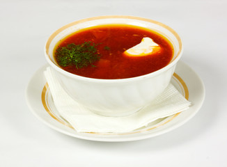 Ukrainian and russian national red soup-borsch