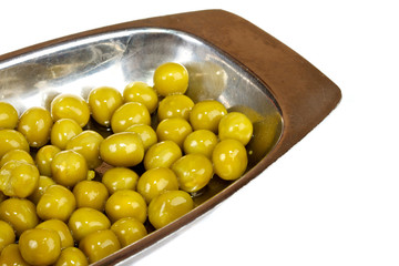 green peas on a white background