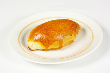 Traditional russian cabbage stuffed baked pastry