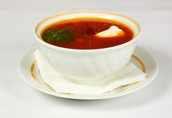 Ukrainian and russian national red soup-borsch
