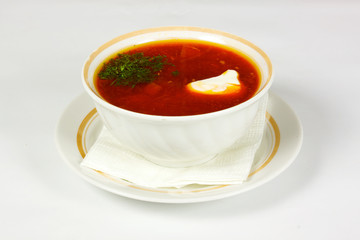 Ukrainian and russian national red soup-borsch