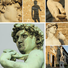 collage with sculpture of David by Michelangelo, Florence