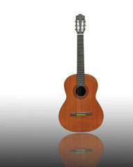 Obraz premium Front Old classic guitar on reflect floor