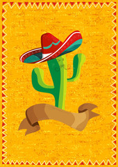 Naklejki  Kaktus meksykański na tle grunge