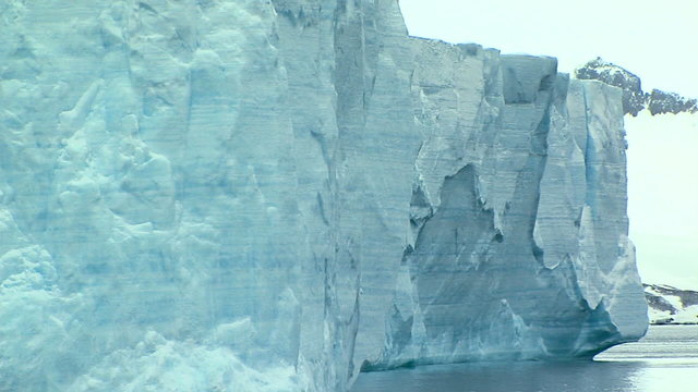close up of tabular iceberg in antarctica