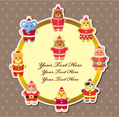 cartoon xmas party animal  card