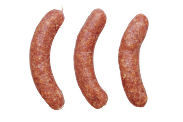 Drei rohe Bratwürste grob