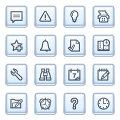 Organizer icons on blue buttons.