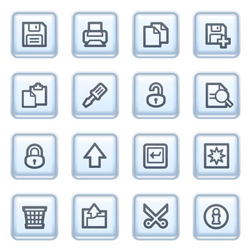 Document icons on blue buttons, set 1.