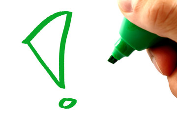 Hand mit grünem Stift - Zustimmung