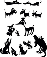 Set of dogs silhouettes