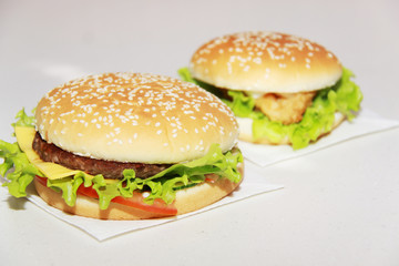 Tasty hamburger isolated on white background