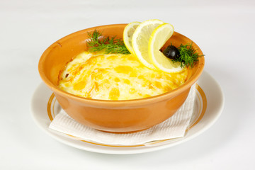 lasagna on bowl