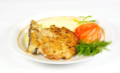 A mouth watering tenderloin steak with fresh vegetables
