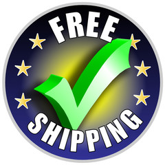 Free Shipping button/label - blue version