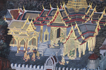 Temple painting, Thailand.