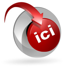 ici sur bouton web 3d poussoir