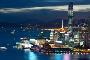 Foto op Plexiglas Hong-Kong night view of Hong Kong