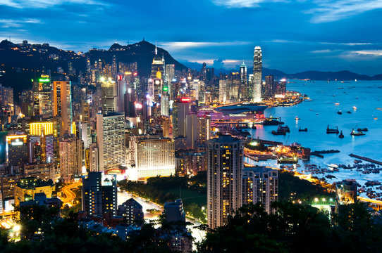 night view of Hong Kong