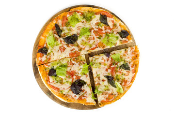 Pizza with the cut off slice