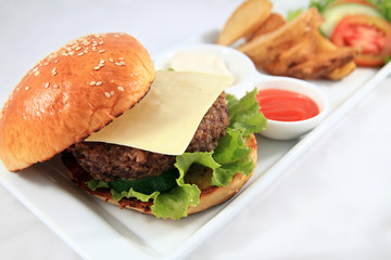 hamburger on white background