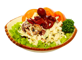 Delicious cooked octopus salad