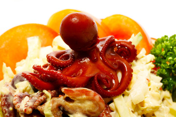 Delicious cooked octopus salad