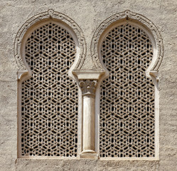 Moorish window in Castillo de la Aljafería, Zaragoza