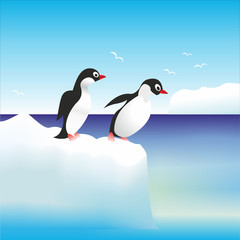 penguins have fun standing on the rocks in Antarctica