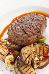 grilled steak with vegetables